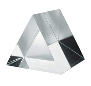 equilateral prism, 2.5" (63mm) length, 2.5" (63mm) faces - triangular, 60 degree angles - polished acrylic - excellent for physics, light refraction & wavelength experiments, photography - eisco labs