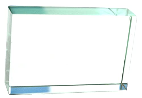 Rectangular Refraction Block, 3" (75mm) x 2" (50mm) x 0.7" (18mm) - Optically Worked Glass - Slightly Beveled Edges - Excellent for Physics Experiments & Photography - Eisco Labs