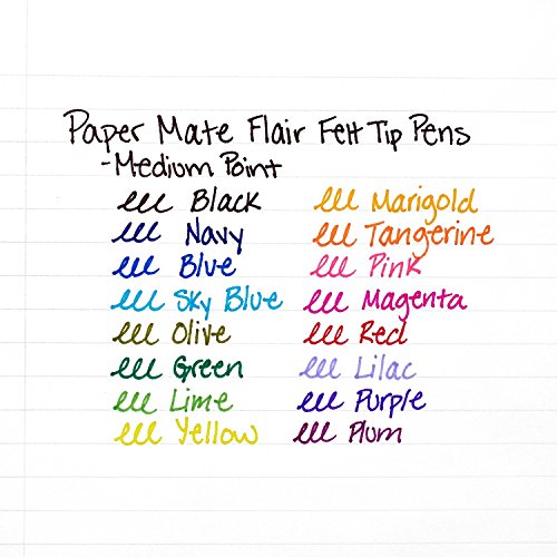 Paper Mate Flair Felt Tip Pen, 0.7mm, Medium Point, Purple Ink, 4-Count