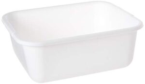 11.4 qt white plastic rectangular dish pan, 14.45" x 12.55" x 5.67", pack of 2