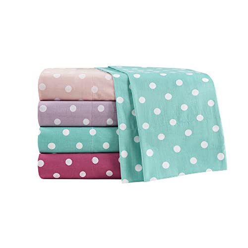 Mi Zone 100% Cotton Percale Ultra Soft Sheet Set, Twin, Pink Polka Dot