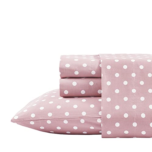 Mi Zone 100% Cotton Percale Ultra Soft Sheet Set, Twin, Pink Polka Dot