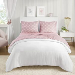 Mi Zone 100% Cotton Percale Ultra Soft Sheet Set, Twin, Pink Polka Dot