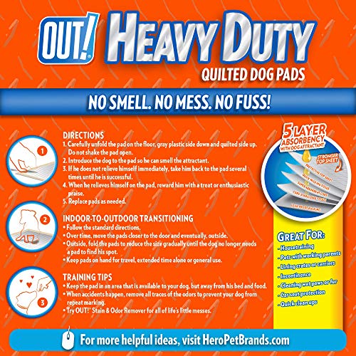 OUT! Heavy Duty XXL Dog Pads - Absorbent Pet Training and Puppy Pads - 26 x 30 in - 30 Count