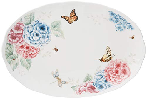 Lenox Butterfly Meadow Hydrangea Large Oval Platter, White -