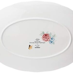 Lenox Butterfly Meadow Hydrangea Large Oval Platter, White -