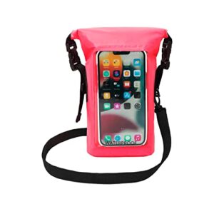 geckobrands waterproof phone tote dry bag waterproof case, neon pink - works with samsung galaxy, iphone, google