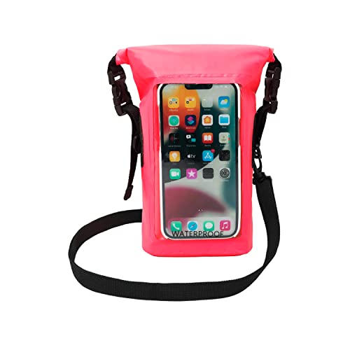 geckobrands Waterproof Phone Tote Dry Bag Waterproof Case, Neon Pink - Works with Samsung Galaxy, iPhone, Google