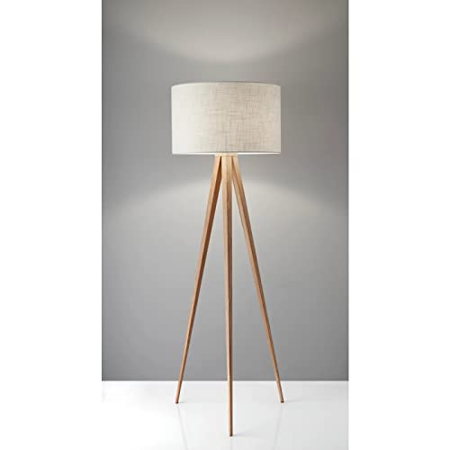 Adesso 6424-12 Director Floor Lamp, 60.25 in., 150 W Incandescent/equiv. CFL, Natural Oak Veneer, 1 Floor Lamp