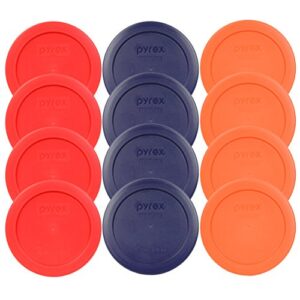 pyrex 7200-pc 2 cup (4) dark blue 1113764 & (4) orange 1113762 & (4) red 1113763 lid (12-pack)