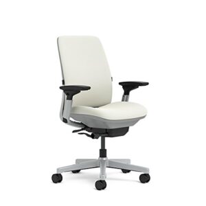 steelcase amia(r) ergonomic work chair by steelcase, fabric = cogent coconut; frame/base = platinum/platinum