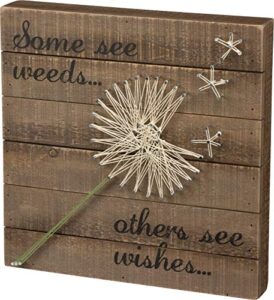 primitives by kathy 30457 string art box sign, dandelion wishes