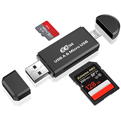 Micro USB OTG to USB 2.0 SD Card Adapter, COCOCKA Micro SD Card Reader，Trail Camera Memory Card Adapter Connector for Android Phone/Computer，Supports SD/SDHC/SCXC/MMC/MMC Micro