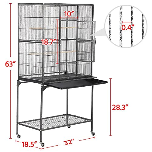 Topeakmart 63-Inch Wrought Iron Large Parrot Bird Cage Cockatiel Conure Mid-Sized Parrot Cage