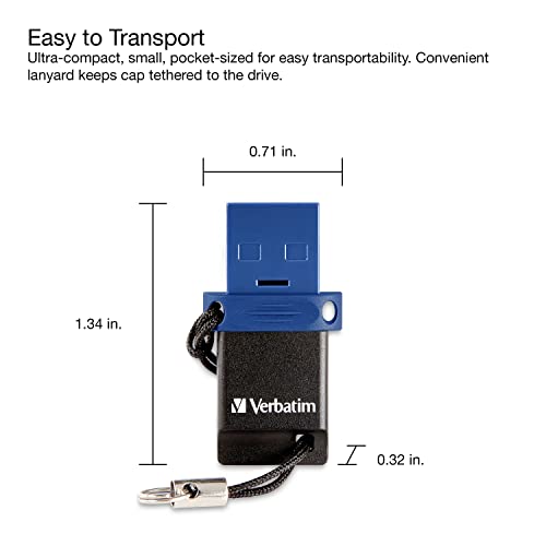 Verbatim Store 'n' Go USB Flash Drive 3.0, Dual USB, USB C and USB A, 16GB, Blue