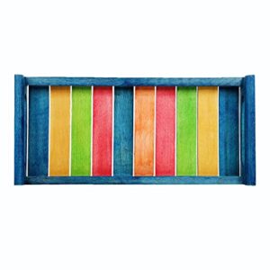 HASHCART® Small Wooden Coffee ServingTray, 13 x 6 in Wood Colorful Serving Tray for Tea, Snacks, Coffee