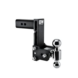 b&w trailer hitches tow & stow adjustable trailer hitch ball mount - fits 2.5" receiver, dual ball (2" x 2-5/16"), 7" drop, 14,500 gtw - ts20040b
