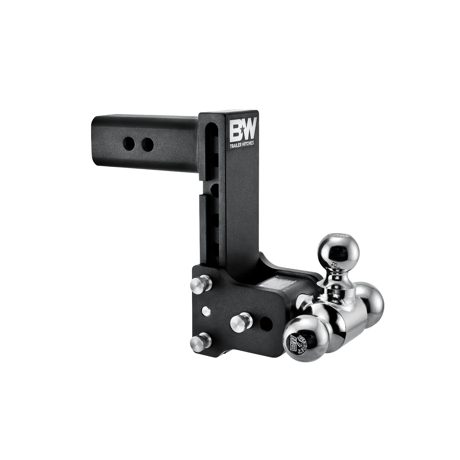 B&W Trailer Hitches Tow & Stow Adjustable Trailer Hitch Ball Mount - Fits 2.5" Receiver, Tri-Ball (1-7/8" x 2" x 2-5/16"), 7" Drop, 14,500 GTW - TS20049B