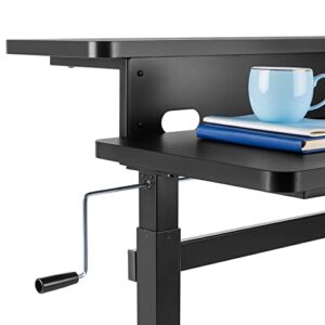 Stand Steady Tranzendesk | 55 Inch Dual Level Standing Desk with Shelf | Easy Crank Height Adjustable Sit to Stand Desk | Stand Up Workstation with Monitor Riser for Home & Office (55in / Black)