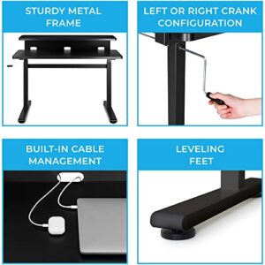 Stand Steady Tranzendesk | 55 Inch Dual Level Standing Desk with Shelf | Easy Crank Height Adjustable Sit to Stand Desk | Stand Up Workstation with Monitor Riser for Home & Office (55in / Black)