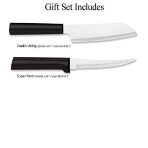 Rada Cutlery Two Piece Knife Stainless Steel Cook’s Choice Gift Set Steel Resin, 2, Black Handle