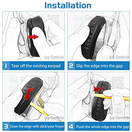 Geekria QuickFit Leatherette Replacement Ear Pads for Sony MDR-V500DJ, MDR-V500, WH-CH520 Headphones Earpads, Headset Ear Cushion Repair Parts (Black)