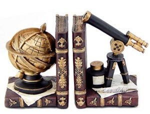 bellaa 26355 decorative bookends astronomy vintage retro tellurion galileo sky telescope celestial globe armillary sphere antique space time book ends home decor 6 inch