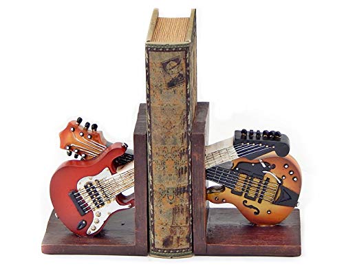 Bellaa 26249 Bookends Vintage Guitar Music Lovers Books Ends Holder Gifts 6 Inch