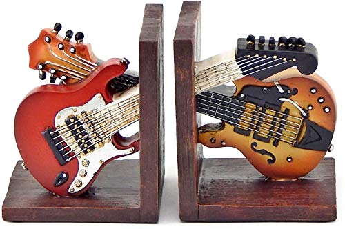 Bellaa 26249 Bookends Vintage Guitar Music Lovers Books Ends Holder Gifts 6 Inch