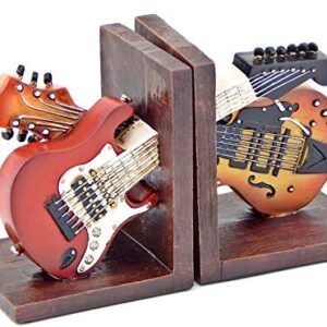 Bellaa 26249 Bookends Vintage Guitar Music Lovers Books Ends Holder Gifts 6 Inch