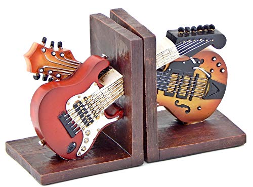 Bellaa 26249 Bookends Vintage Guitar Music Lovers Books Ends Holder Gifts 6 Inch