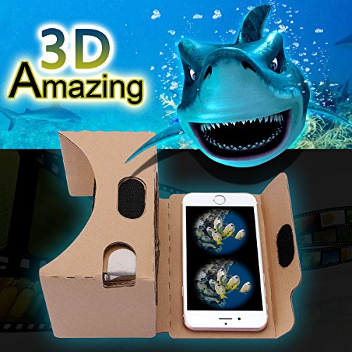 Google Cardboard,Topmaxions 3D VR Virtual Reality DIY VR Headset for 3D Movies and Games Compatible with Android & Apple Up to 6 Inch Easy Setup Machine