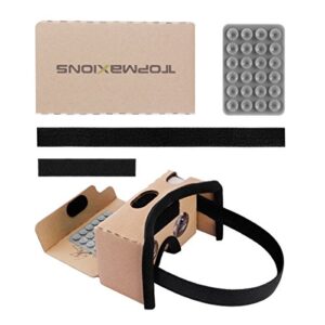 Google Cardboard,Topmaxions 3D VR Virtual Reality DIY VR Headset for 3D Movies and Games Compatible with Android & Apple Up to 6 Inch Easy Setup Machine