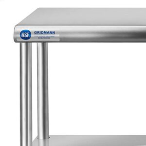 GRIDMANN NSF Stainless Steel Commercial 2 Tier Double Overshelf 72 in. x 12 in. for Kitchen Prep & Work Table