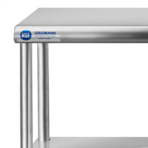 GRIDMANN NSF Stainless Steel Commercial 2 Tier Double Overshelf 72 in. x 12 in. for Kitchen Prep & Work Table