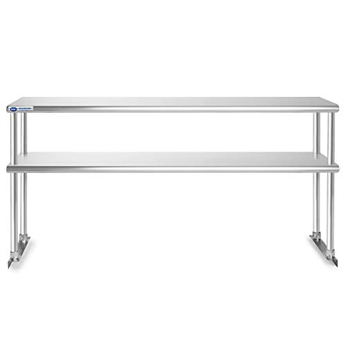 GRIDMANN NSF Stainless Steel Commercial 2 Tier Double Overshelf 72 in. x 12 in. for Kitchen Prep & Work Table