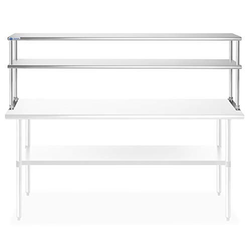 GRIDMANN NSF Stainless Steel Commercial 2 Tier Double Overshelf 72 in. x 12 in. for Kitchen Prep & Work Table