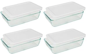 3-cup rectangle food storage (pack of 4 containers) (3 cup, box of 4 containers, white lid)