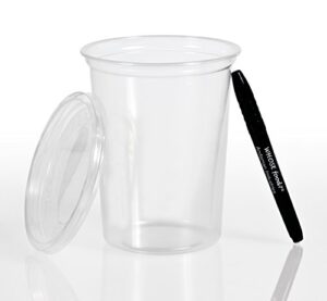 solo 32oz deli container & lid (50ct) - grocery store style cups for to-go lunch, food storage, take-out - bundled with whosefood? pen - perfect from refrigerator directly to the microwave