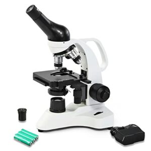 vision scientific vme0006-100-rc-e2 led cordless microscope, 40-2000x magnification, led illumination with light intensity control,1.25 n.a abbe condenser, built-in mechanical stage