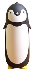 chezmax penguin cartoon water bottle for kids water glass 10.0oz black