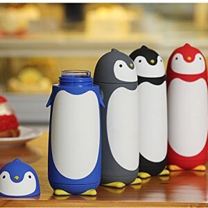 ChezMax Penguin Cartoon Water Bottle for Kids Water Glass 10.0oz Black