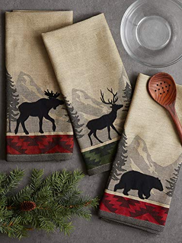 DII Woodlands Collection Dishtowel Set, 18x28, in The Woods, 3 Piece