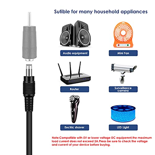 Onite DC Plugs Male 4.0x1.7mm, 4.0x1.35mm, 3.5x1.35mm, 3.5mm Mono, 3.0x1.1mm, 2.5x0.7mm, 2.5mm Mono, 2.35x0.7mm, 2.0x0.6mm Adapters for Electronics Devices Tablets, USB to DC 5.5x2.1mm Cord