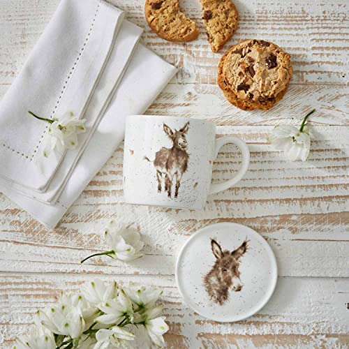 Royal Worcester Wrendale Designs Gentle Jack Mug & Coaster Set | 11 Ounce Coffee Mug with Coaster | Made from Fine Bone China | Microwave and Dishwasher Safe