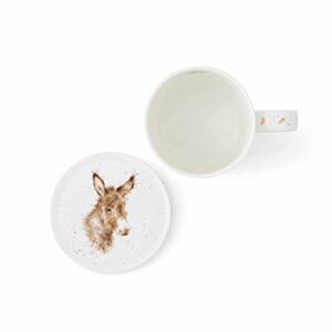 Royal Worcester Wrendale Designs Gentle Jack Mug & Coaster Set | 11 Ounce Coffee Mug with Coaster | Made from Fine Bone China | Microwave and Dishwasher Safe
