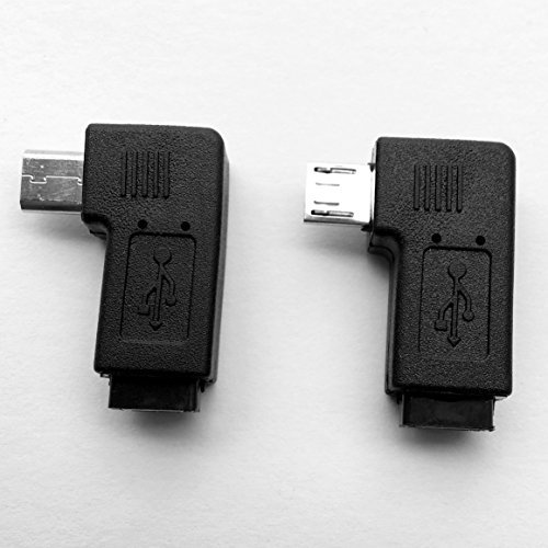 Posdou 1 Pair Right Left 90 Degree Angle Micro USB Male to Micro USB Female Adapter