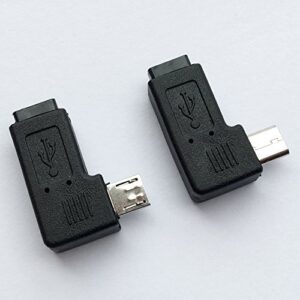 Posdou 1 Pair Right Left 90 Degree Angle Micro USB Male to Micro USB Female Adapter