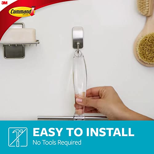 Command Bath Shower Small Water-Resistant Adhesive, Satin Nickel, 1 lb Capacity, 1 Squeegee, 1 Hook, 2 Strips, BATH32-SS-ES Caddy, 0