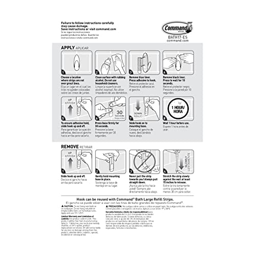 Command Bath Large Towel Hook Value Pack, Clear Frosted, 3-Large Hooks, 3-Water-Resistant Strips, Organize Damage-Free